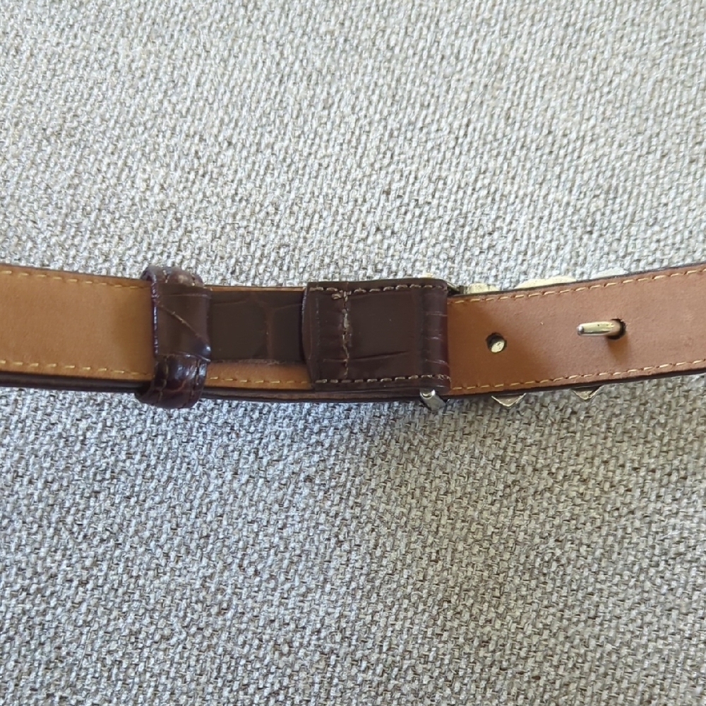Brighton Leather Belt with Triple Heart Silver Buckle Med/Lrg - Picture 6 of 7